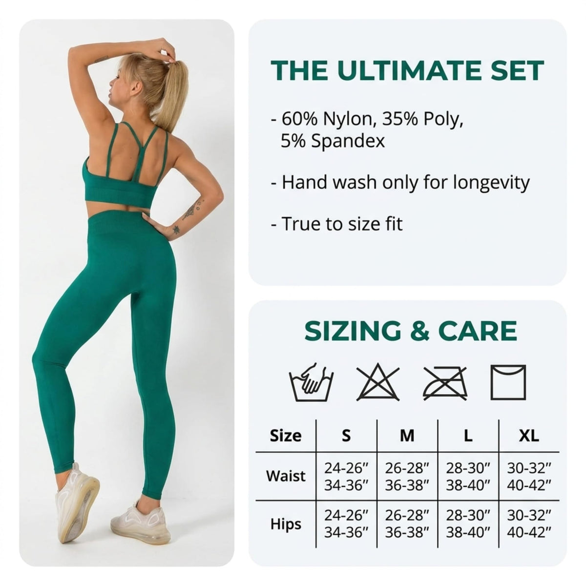 Yogazen Women's Seamless 2-Piece Workout Set – Green