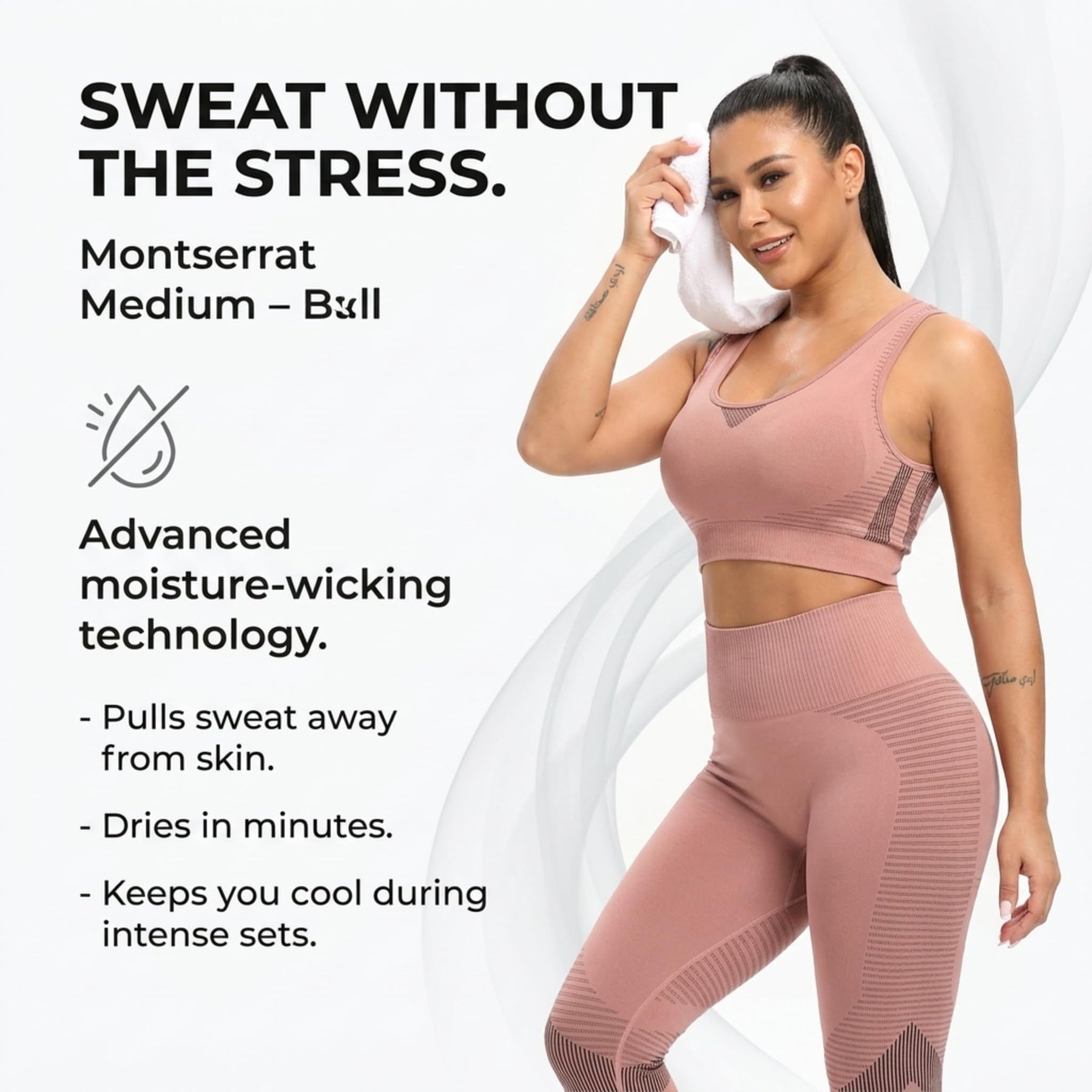 Decozen 2-Piece Crop Tank Workout Set - Pink/Brown