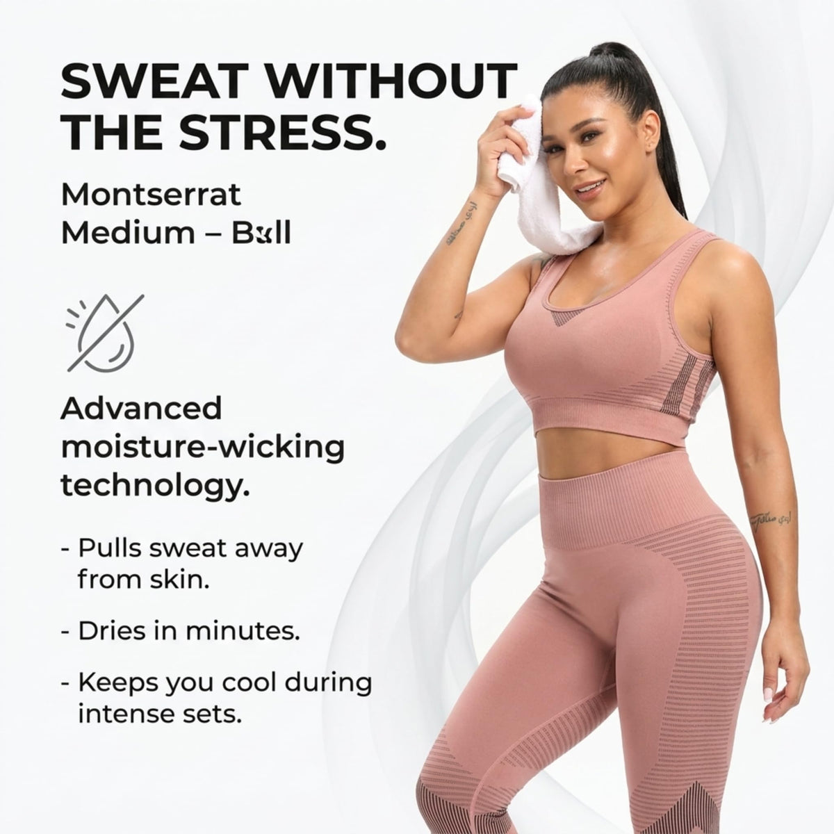 Yogazen Crop Tank Workout Set - Pink Brown