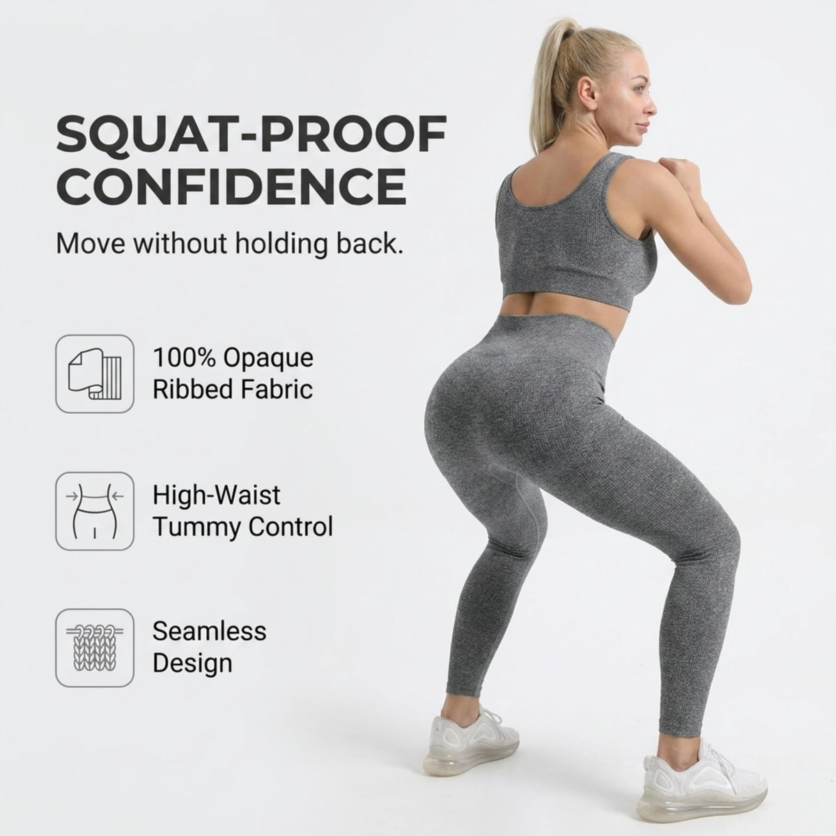 Yogazen Seamless 2-Piece Workout Set - Dark Grey
