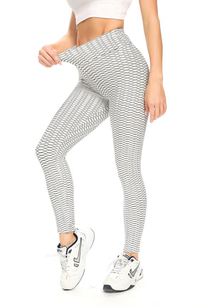 Yogazen Women's High-Waist Textured Scrunch Leggings – Gray