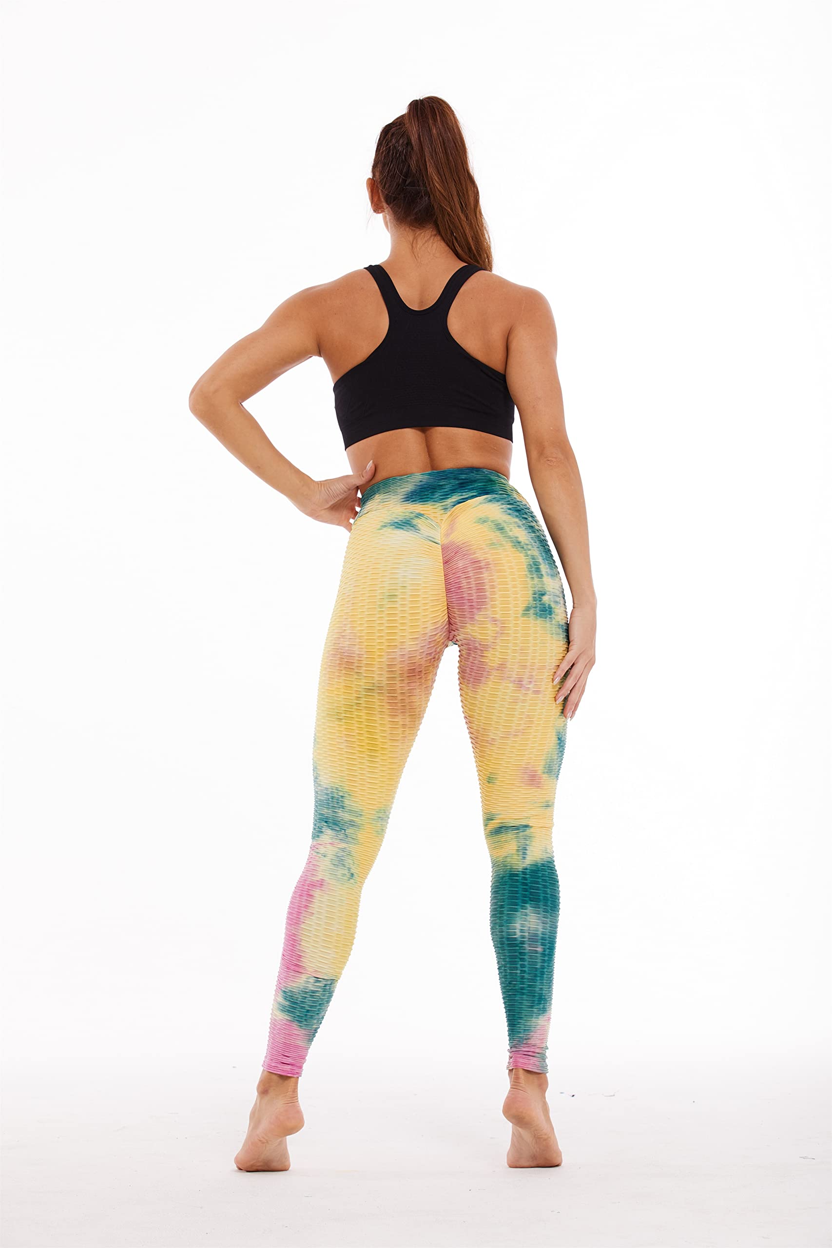 Yogazen Women's High-Waist Printed Capri Leggings – Yellow/Green