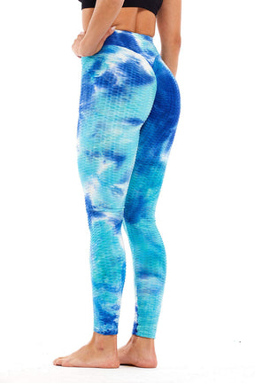 Yogazen Women's High-Waist Printed Capri Leggings – Blue
