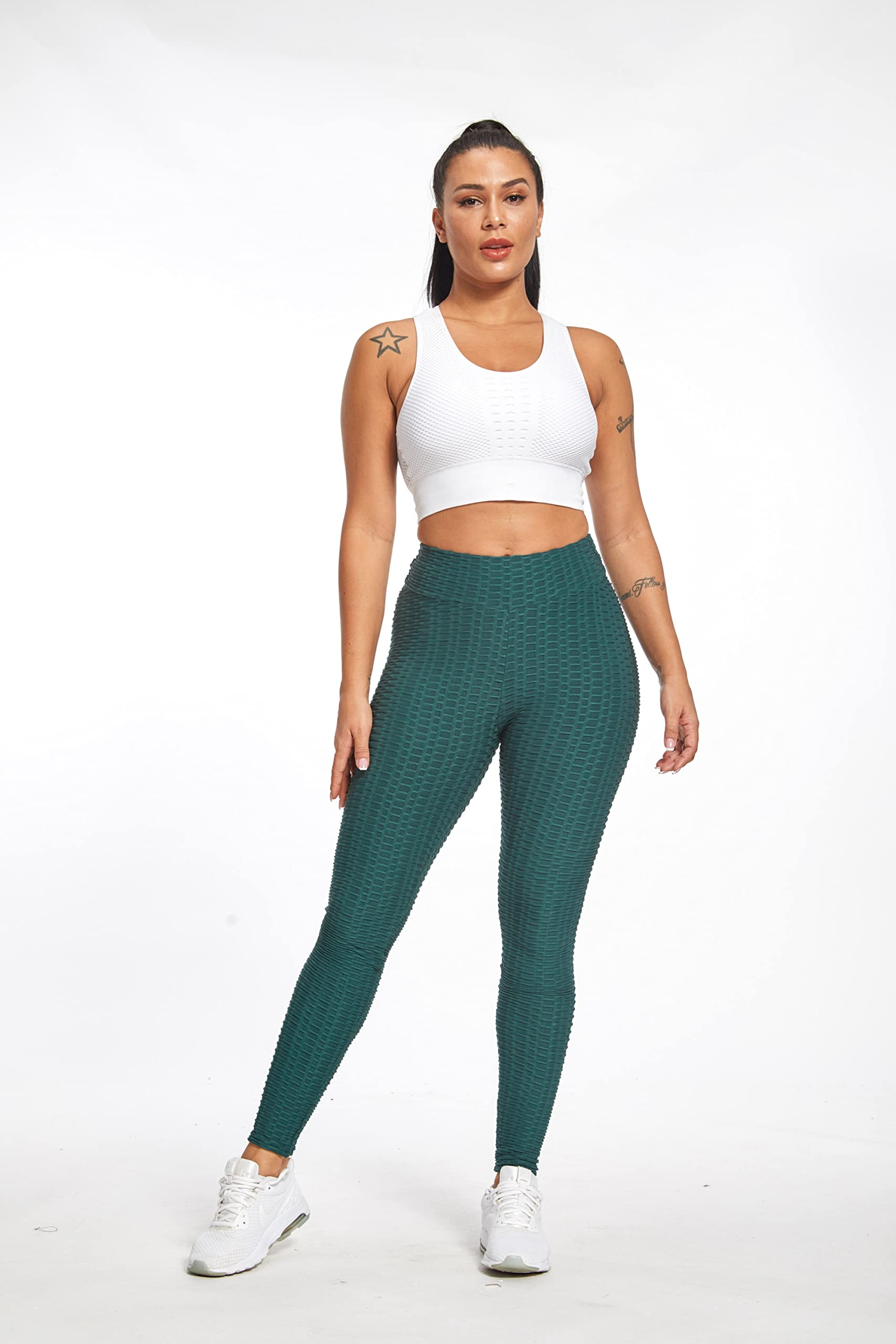 Yogazen Women's High-Waist Scrunch Booty Leggings – Green