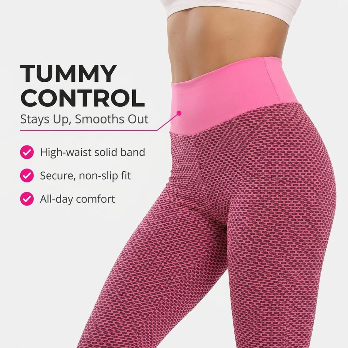 Yogazen Women's High-Waist Capri Leggings – Pink