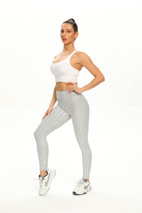 Yogazen Women's High-Waist Textured Scrunch Leggings – Gray