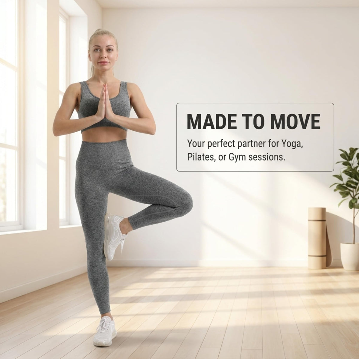 Yogazen Seamless 2-Piece Workout Set - Dark Grey