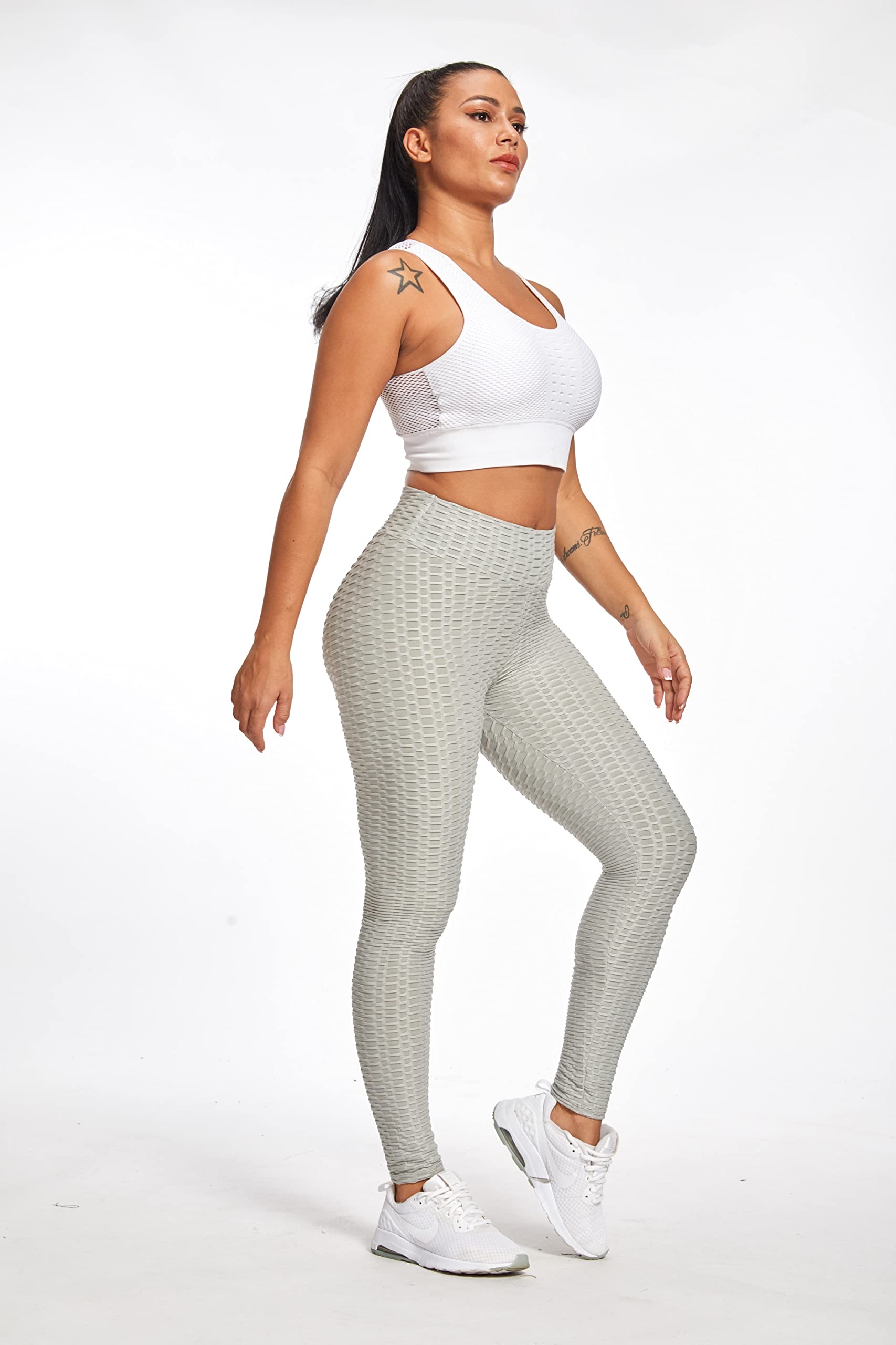 Yogazen Women's High-Waist Scrunch Booty Leggings – Gray