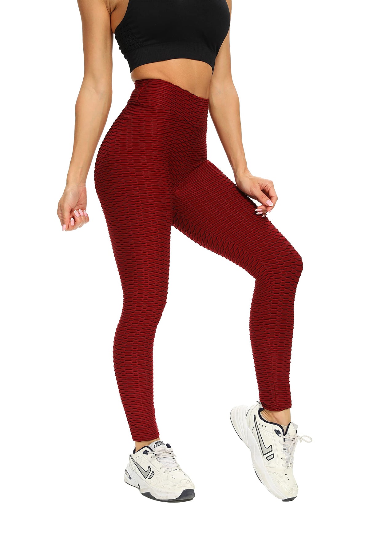 Yogazen Textured Scrunch Leggings - Maroon