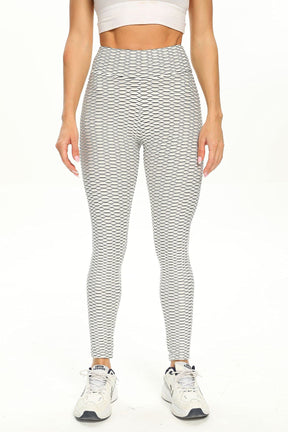 Yogazen Women's High-Waist Textured Scrunch Leggings – Gray