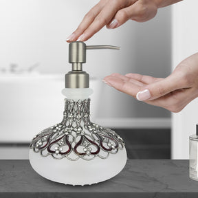 Oriana Grace modern decorative bathroom lotion dispenser by LB 23736D, 9 oz handmade soap dispenser with stylish design.