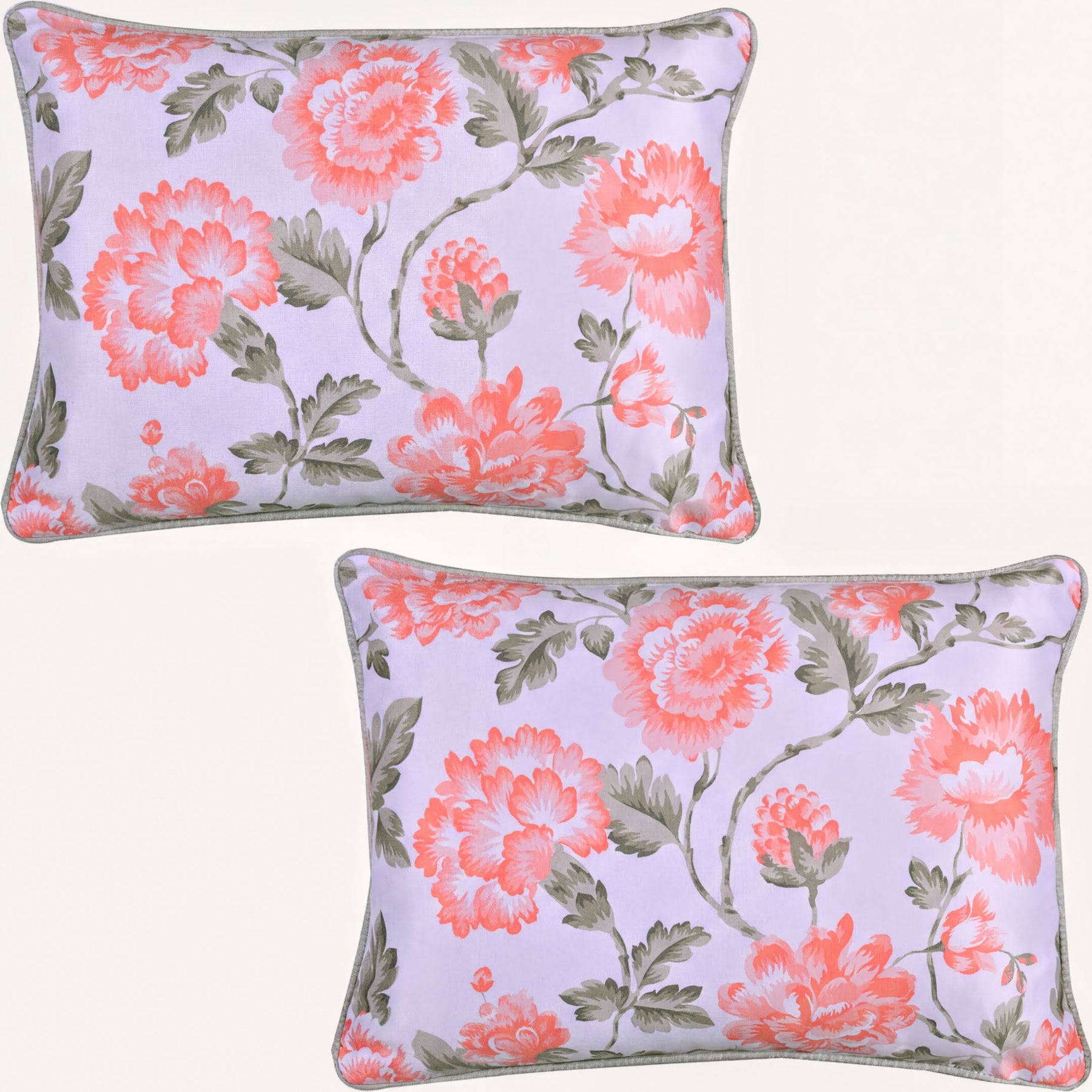 Floral printed throw pillow cover from CC-9692-4, 14x20 inches, featuring vibrant flower patterns on fabric.