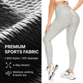Yogazen Women's High-Waist Textured Scrunch Leggings – Gray