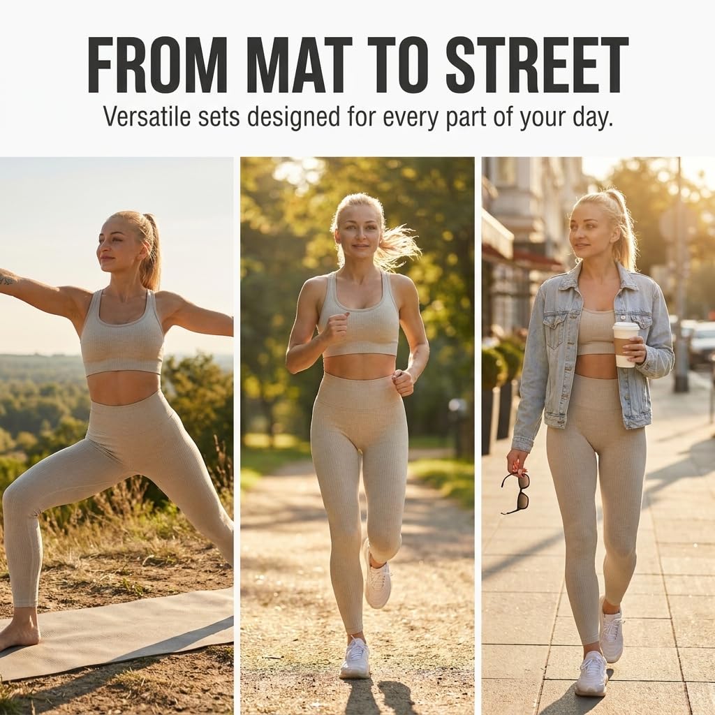 Yogazen Seamless 2-Piece Workout Set - Light Grey