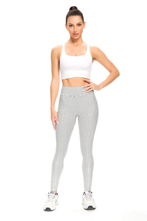 Yogazen Women's High-Waist Textured Scrunch Leggings – Gray