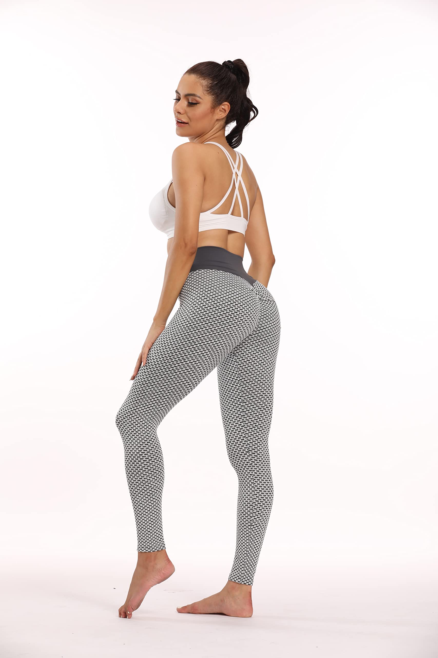 Yogazen Women's High-Waist Capri Leggings – Gray