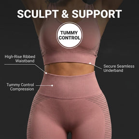 Yogazen Women's Seamless Crop Tank 2-Piece Workout Set – Pink/Brown