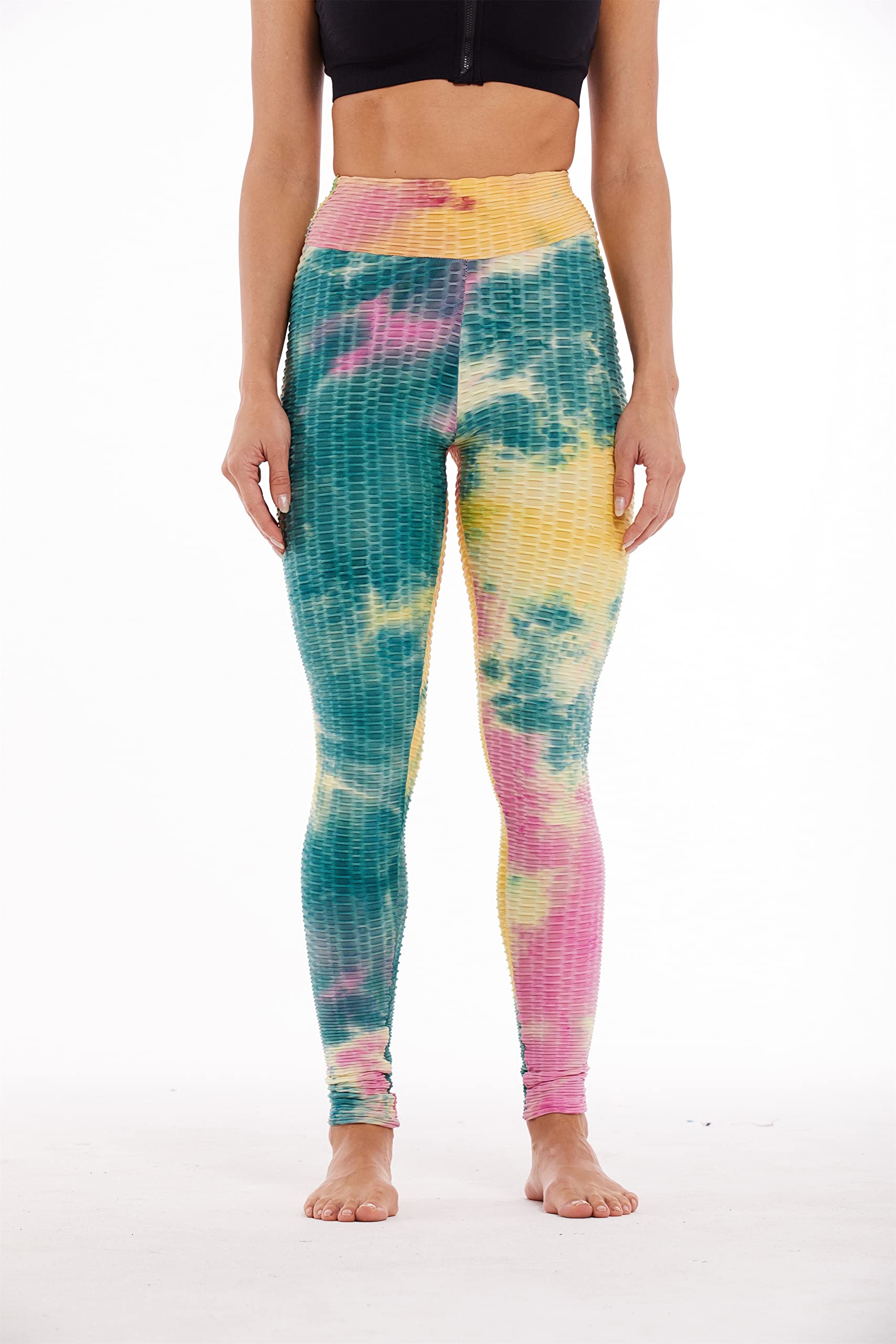 Yogazen Women's High-Waist Printed Capri Leggings – Yellow/Green
