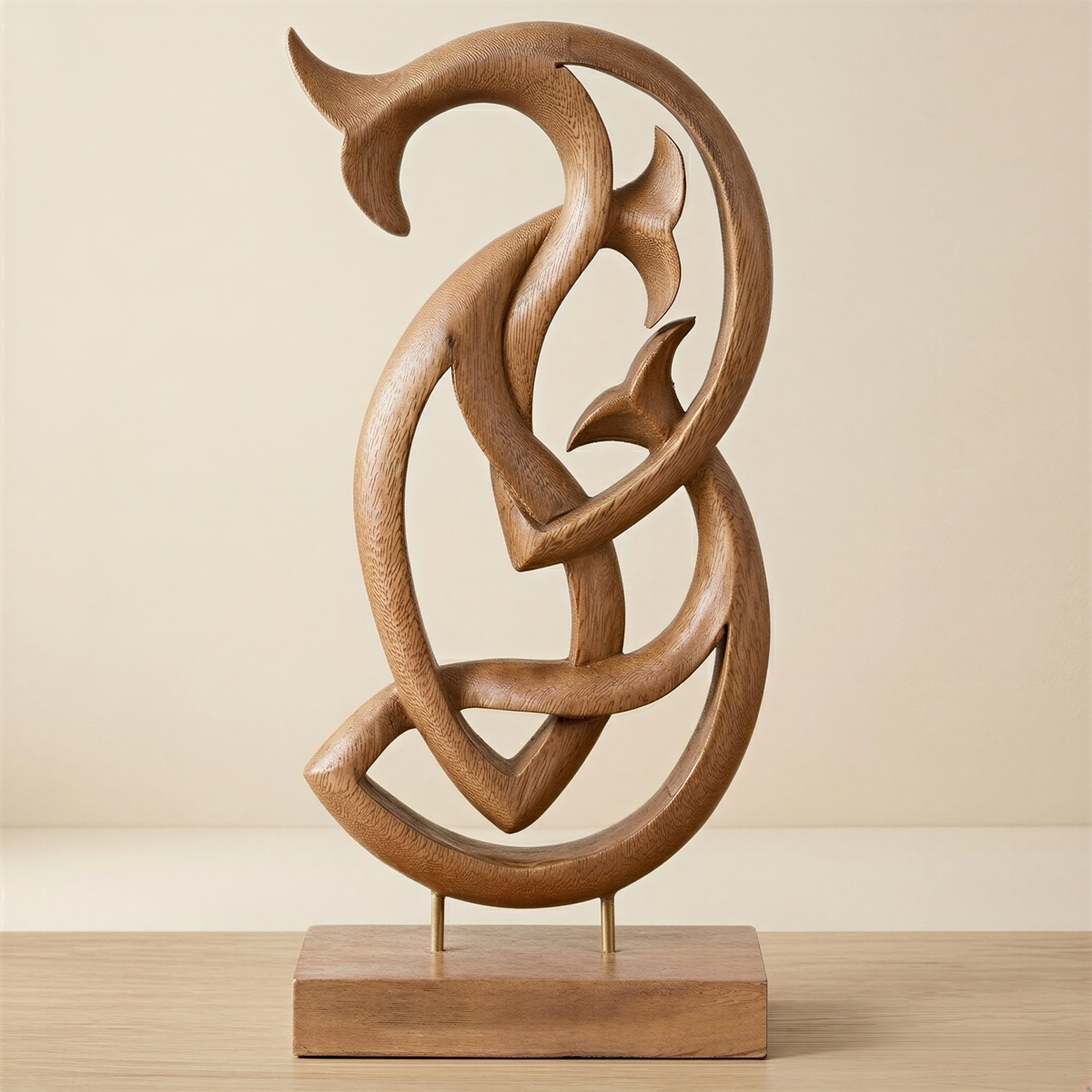 Handcrafted wooden fish sculpture from Macaluso Lucky Fish collection, artistic home décor wooden décor piece.