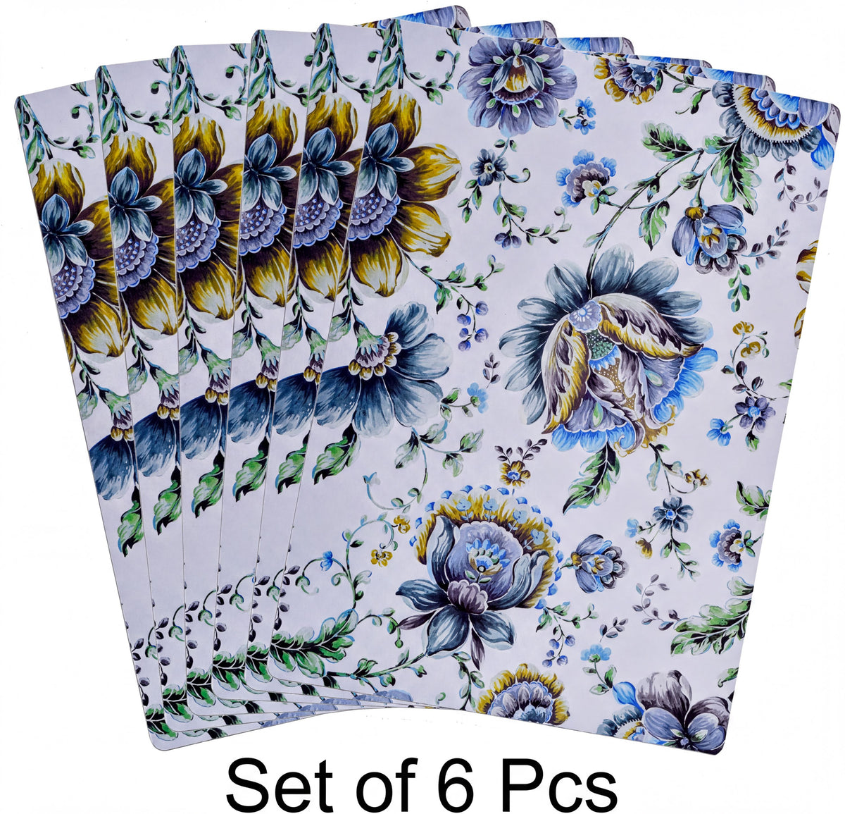 Set of four floral design cork-backed placemats from ATKP-9CK, featuring colorful flower patterns on durable cork surface.