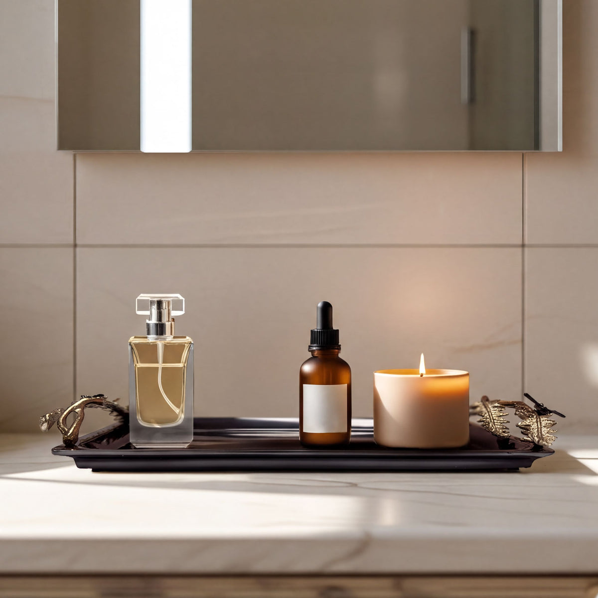 Fern Collection vanity tray for bath decor, featuring a stylish and functional design with fern-inspired accents.