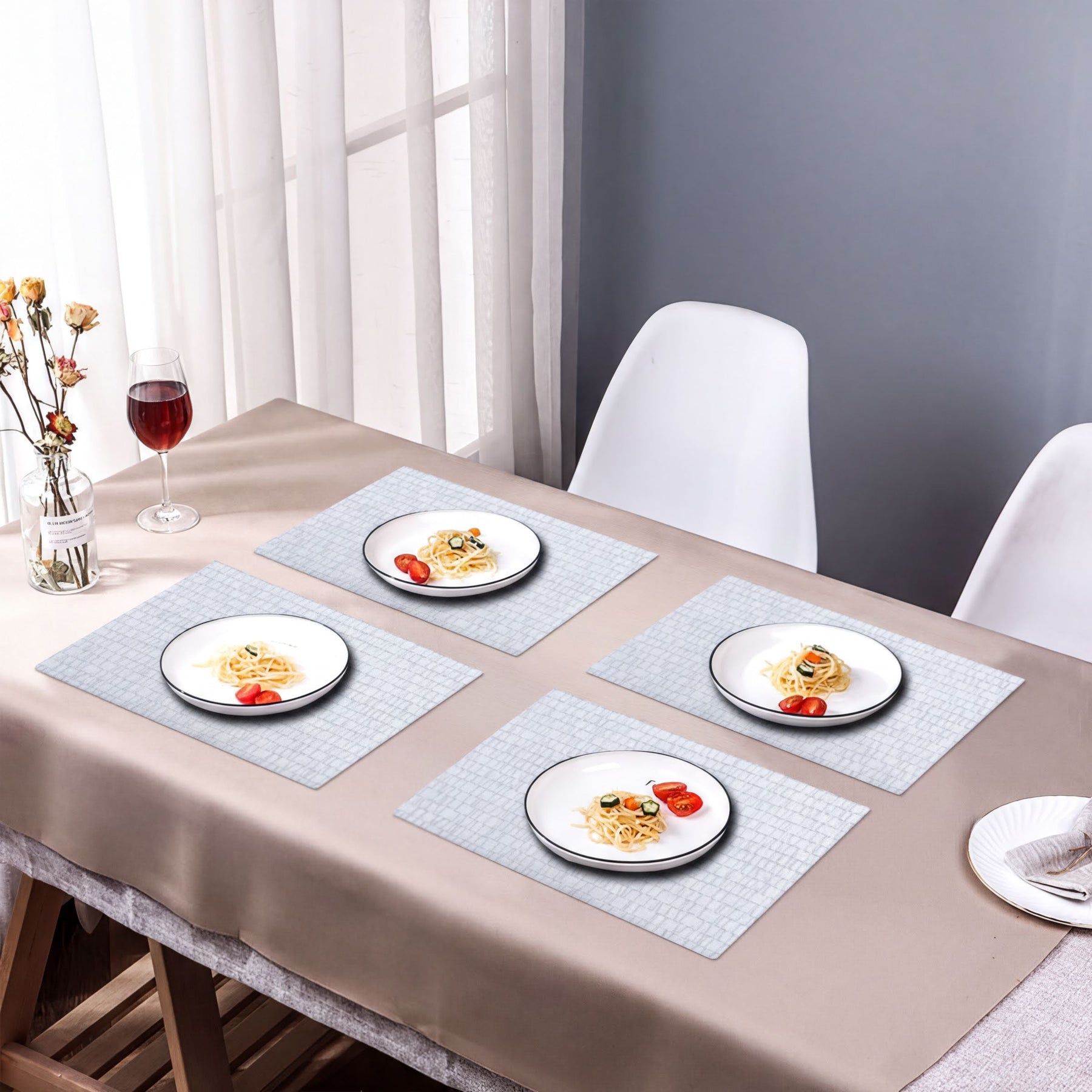 Set of 4 PVC placemats by 618EVA-9-1-4, featuring colorful and durable plastic surface for table protection and decoration.