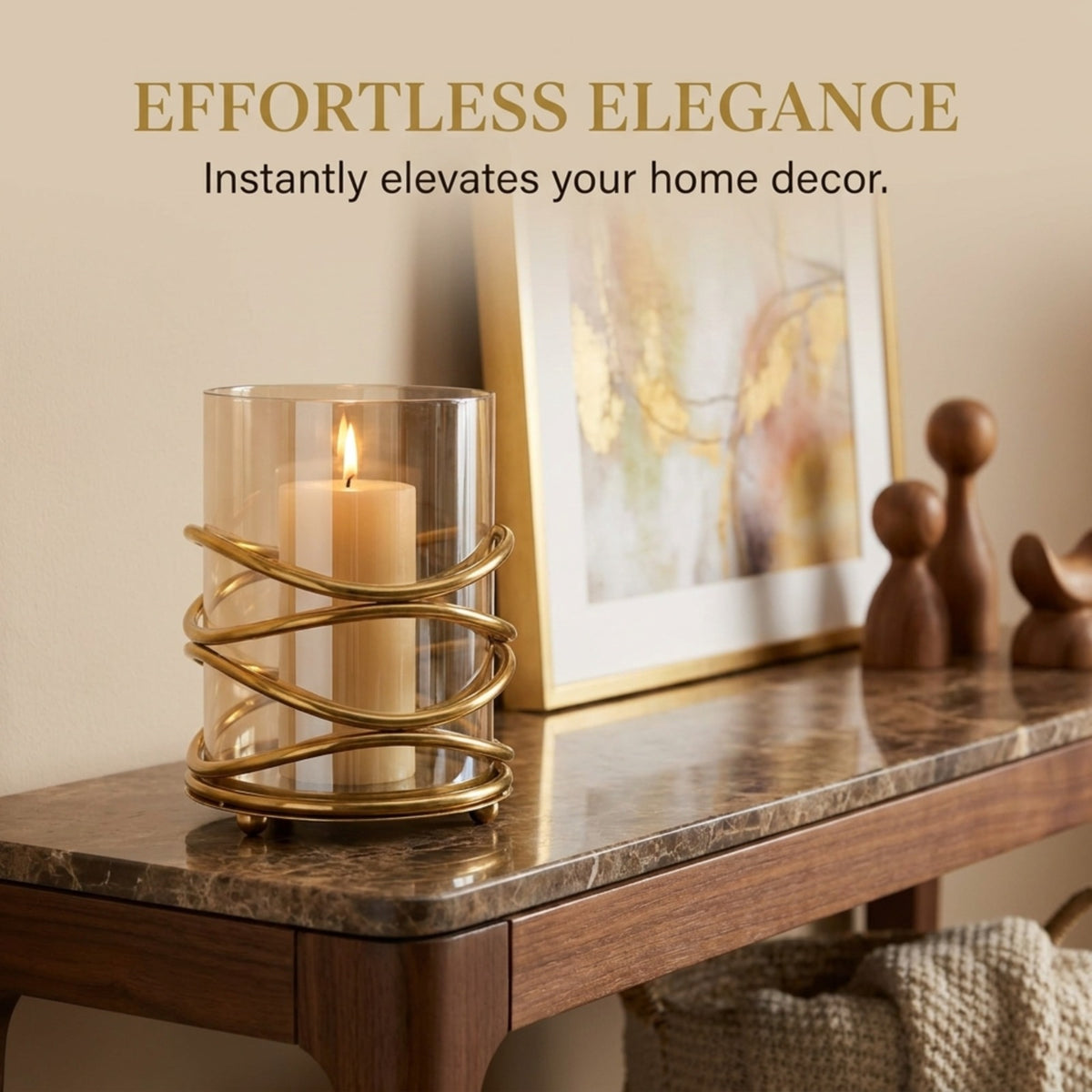 Swirl Candle Holder - Large Bronze Decorative Pillar & Votive Indoor Display