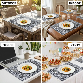 Set of 4 and 6 PVC placemats in various colors featuring durable, waterproof design from the 618EVA-6-7-4 brand.