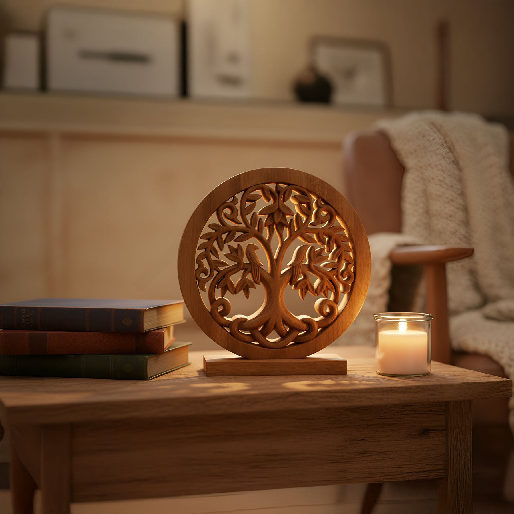 Mauk Tree of Life Wooden Sculpture – Hand-Carved Decorative Art | Decozen Luxe, Gift for Mom