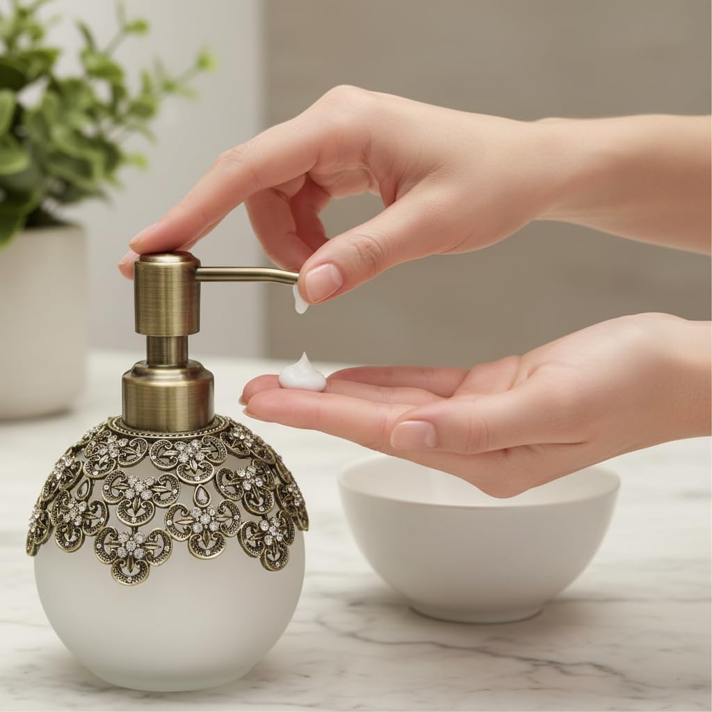 LB 24533 Colette Charm lotion dispenser, modern decorative bathroom accessory with handmade soap dispenser design.