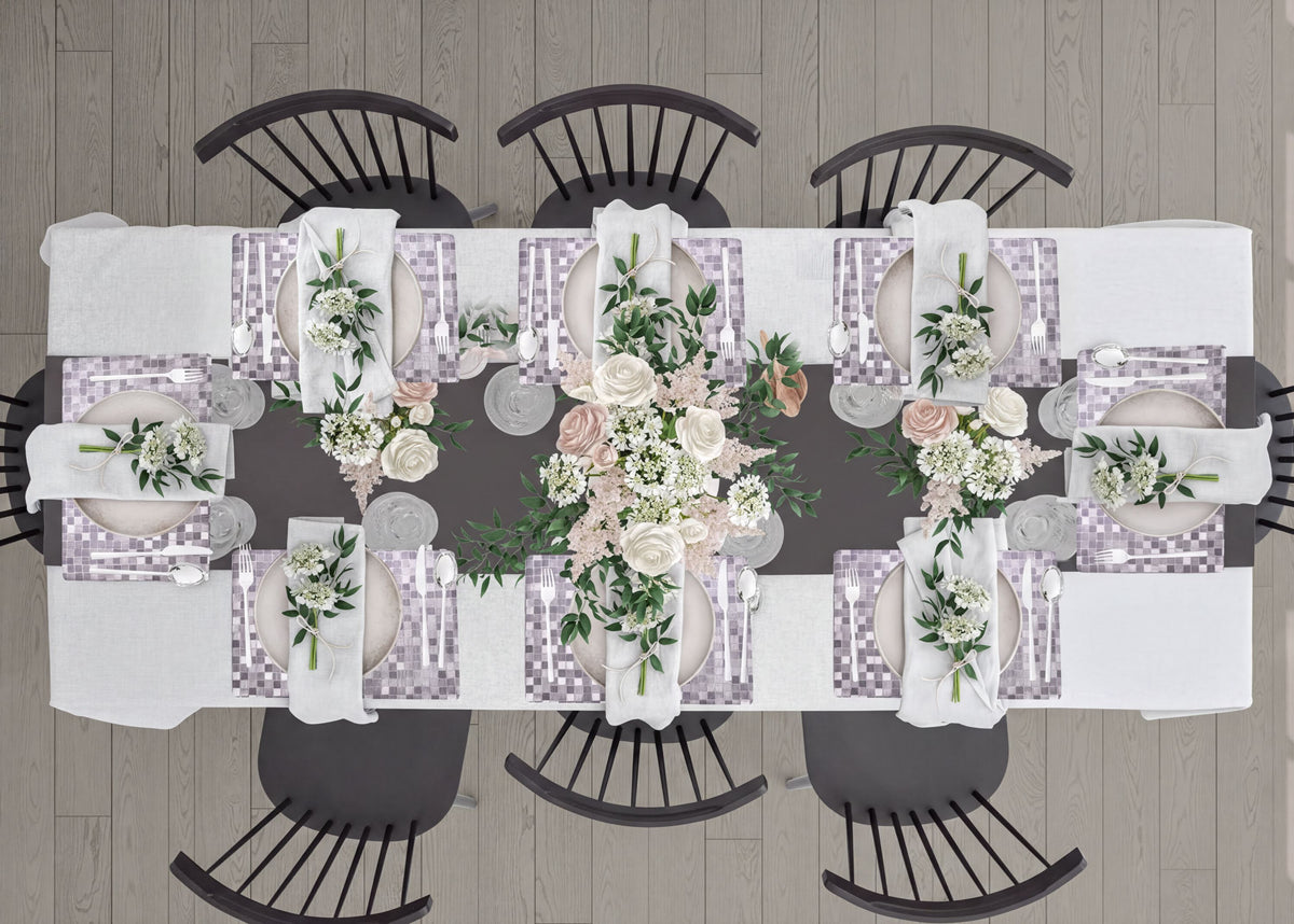 Set of 8 woven PVC placemats, durable and stylish, perfect for dining table decor and everyday use.