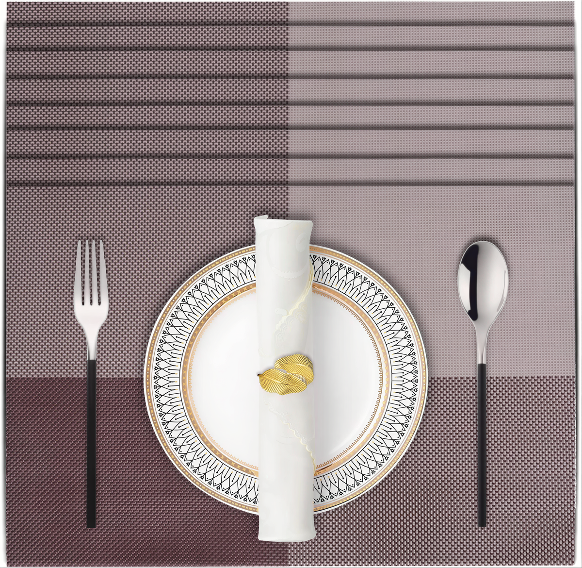 Set of four 22240 PVC Louvre placemats, heat-resistant table protectors with stylish kitchen decor design.
