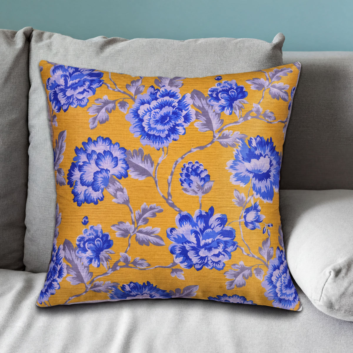 Floral printed throw pillow cover in 20x20 inches with colorful floral pattern, designed by CC-9693-A-4.