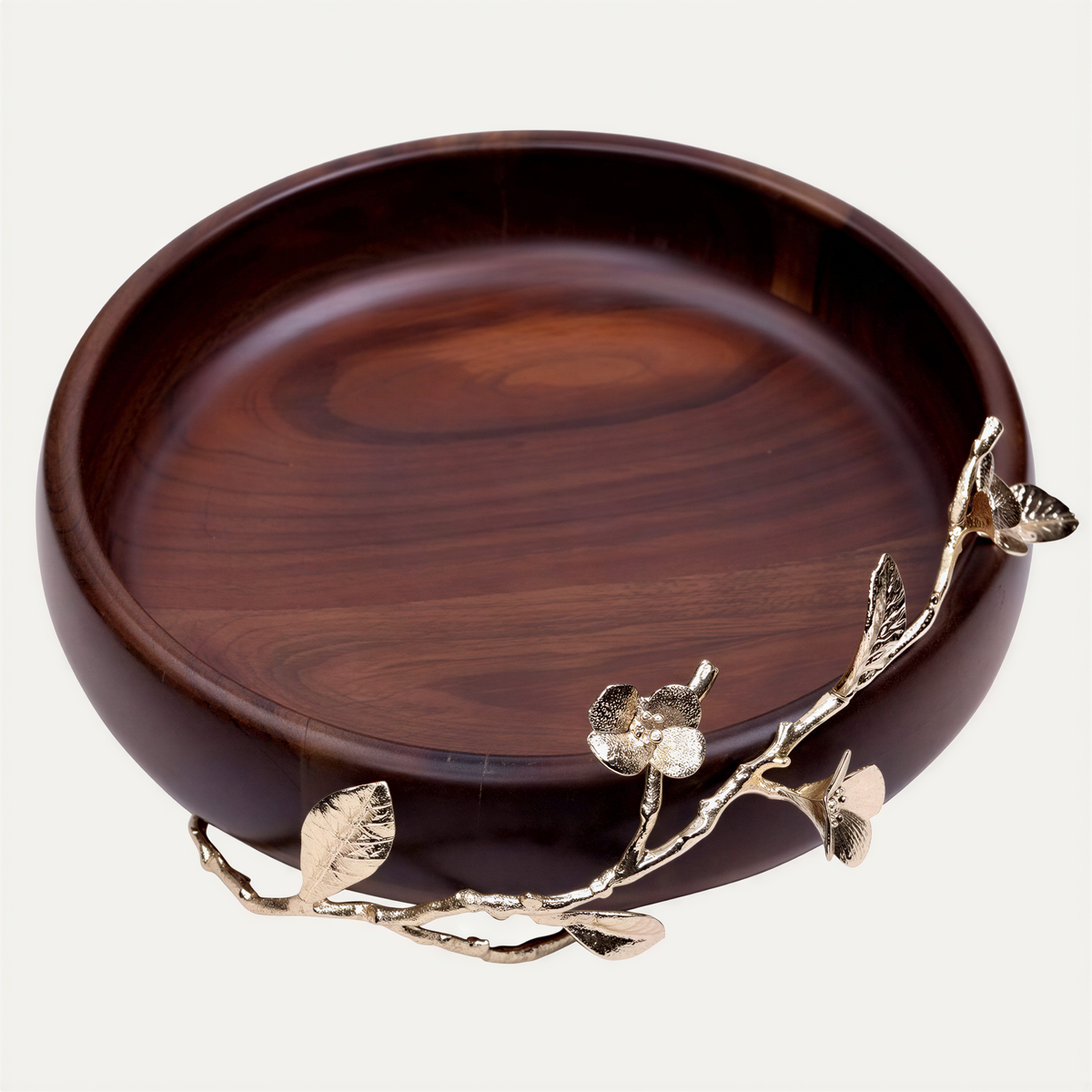Acacia wood small round bowl, showcasing natural grain patterns, perfect for kitchen décor and serving snacks or salads.