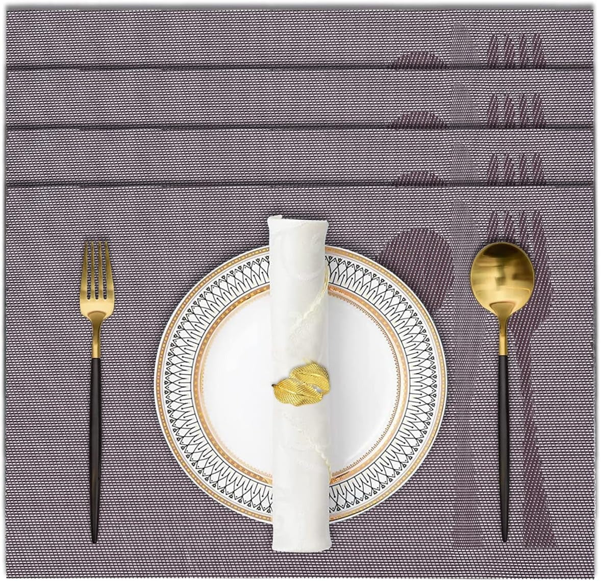 Devonshire Light Brown Placemats - Table Protector for Kitchen Decor Washable - Decozen