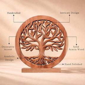 Medium Cloverly Tree of Life wooden sculpture by Decozen Luxe, handcrafted decorative wooden art for home decor or gifting