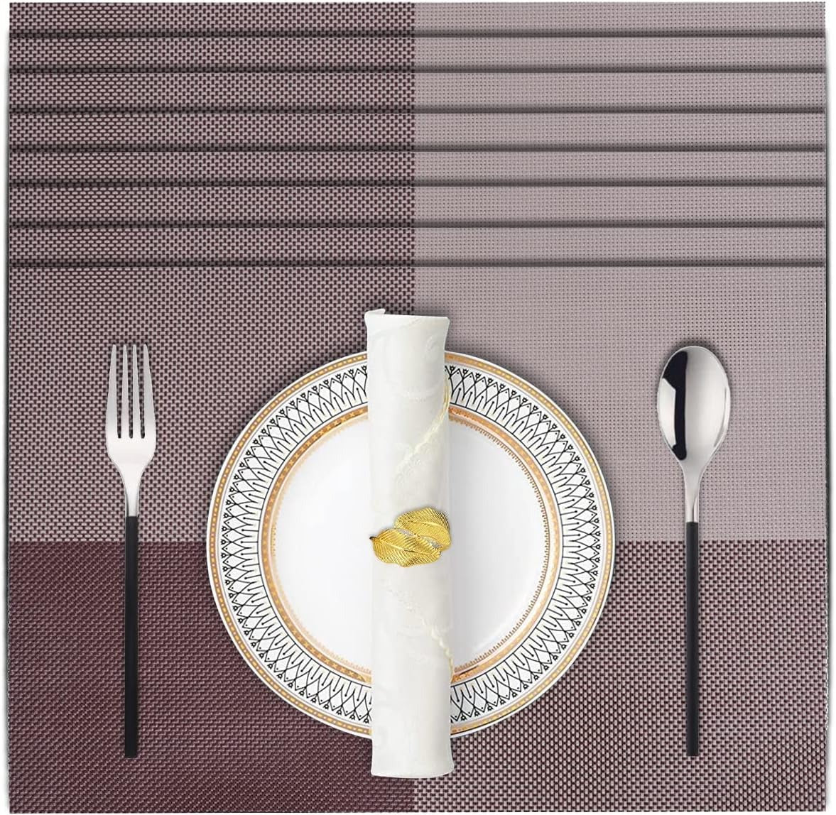 Decozen Placemats - Table Protector for Kitchen Decor Scratch Heat Resistant Placemats Washable Wipeable Indoor Outdoor Home Decor Table Place Mats Vinyl PVC 18x12 Inches - Brown