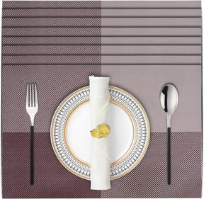 Decozen Placemats - Table Protector for Kitchen Decor Scratch Heat Resistant Placemats Washable Wipeable Indoor Outdoor Home Decor Table Place Mats Vinyl PVC 18x12 Inches - Brown