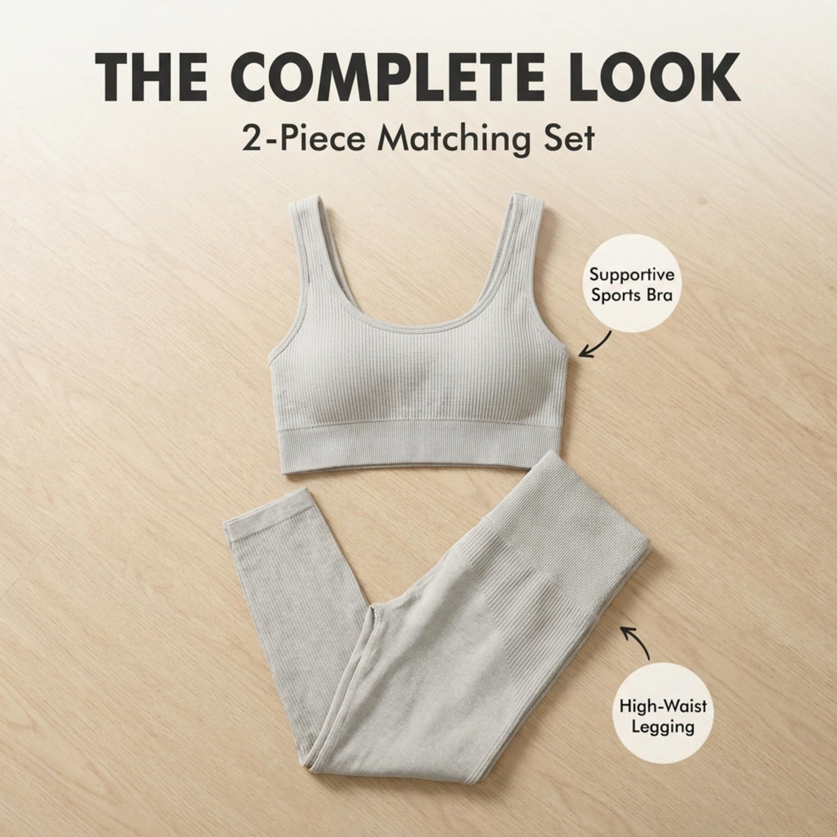 Yogazen Seamless 2-Piece Workout Set - Light Grey