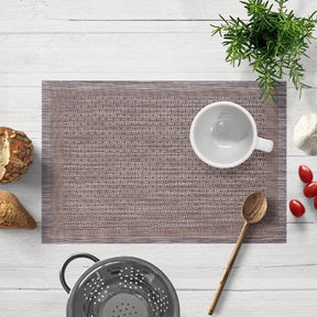 Decozen Placemats - Table Protector for Kitchen Decor Scratch Heat Resistant Placemats Washable Wipeable Indoor Outdoor Home Decor Table Place Mats Vinyl PVC 18x12 Inches - Brown Gold