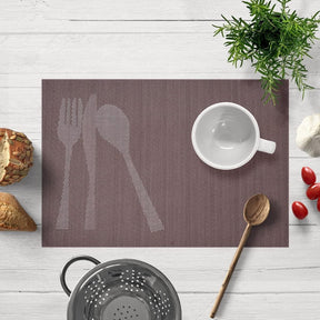 Decozen Placemats - Table Protector for Kitchen Decor Scratch Heat Resistant Placemats Washable Wipeable Indoor Outdoor Home Decor Table Place Mats Vinyl PVC 18x12 Inches - Brown
