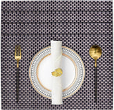 Decozen Placemats - Table Protector for Kitchen Decor Scratch Heat Resistant Placemats Washable Wipeable Indoor Outdoor Home Decor Table Place Mats Vinyl PVC 18x12 Inches - Black Gold