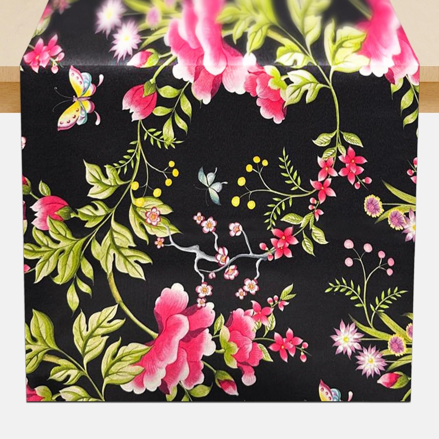 Decozen Table Runner - Japanese Print Floral Design Perfect for Kitchen Dining Room Home Decor Console Table Farmhouse