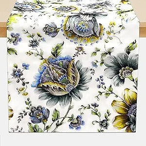 Decozen Table Runner - Japanese Print Floral Design Perfect for Kitchen Dining Room Home Decor Console Table Farmhouse