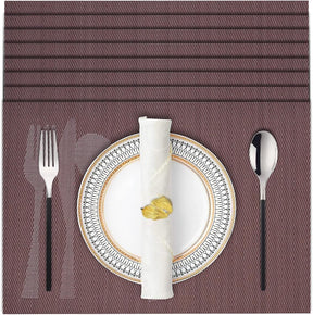 Decozen Placemats - Table Protector for Kitchen Decor Scratch Heat Resistant Placemats Washable Wipeable Indoor Outdoor Home Decor Table Place Mats Vinyl PVC 18x12 Inches - Brown