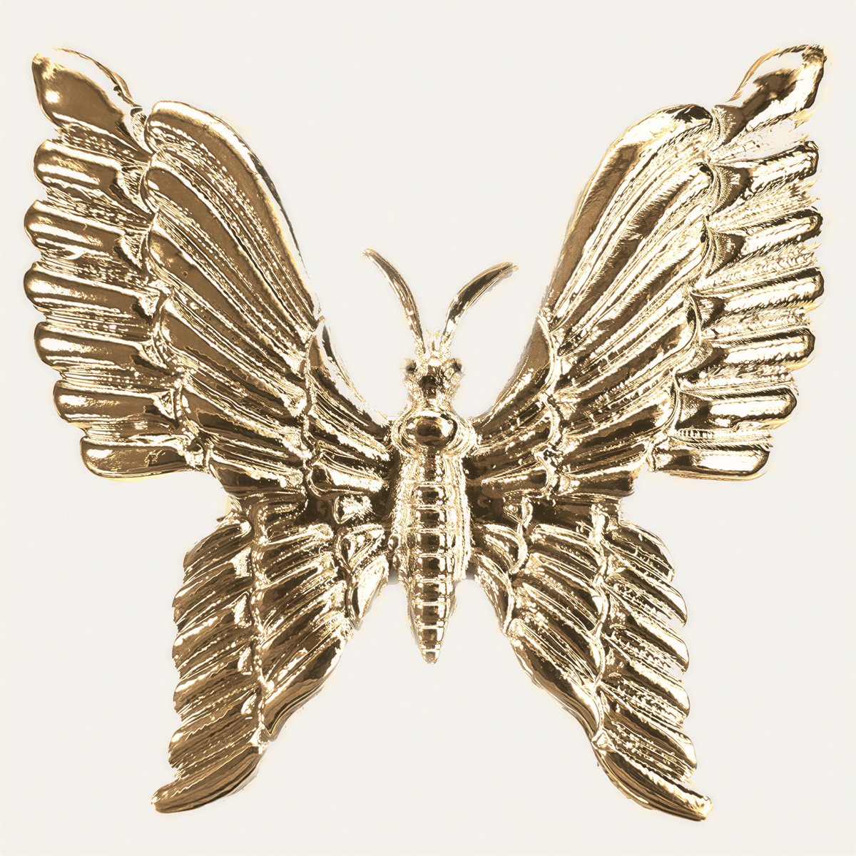 Set of four Golden Flutter napkin rings with gold butterfly design, elegant decorative tableware for sophisticated dining settings.