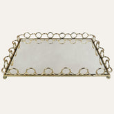 Glass Serving Tray with Ring Accents Design