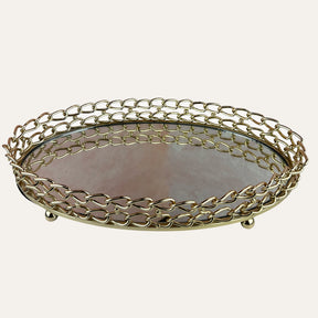 Glass Serving Tray with Dual Link Chain Design