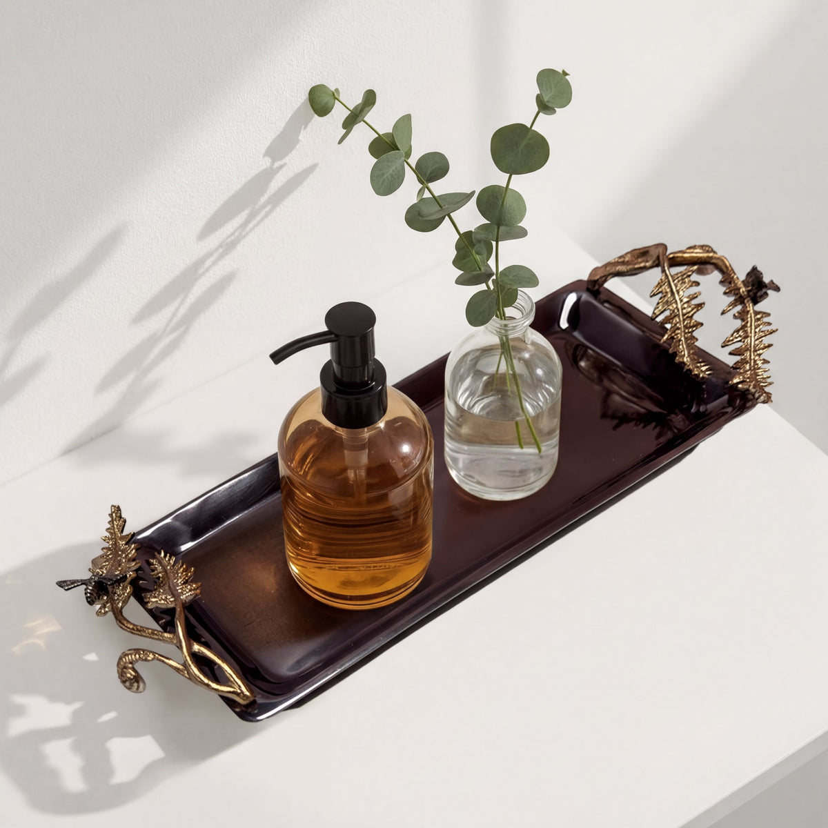 Elegant bath décor vanity tray from The Fern Collection by 719002, featuring a natural fern-inspired design.