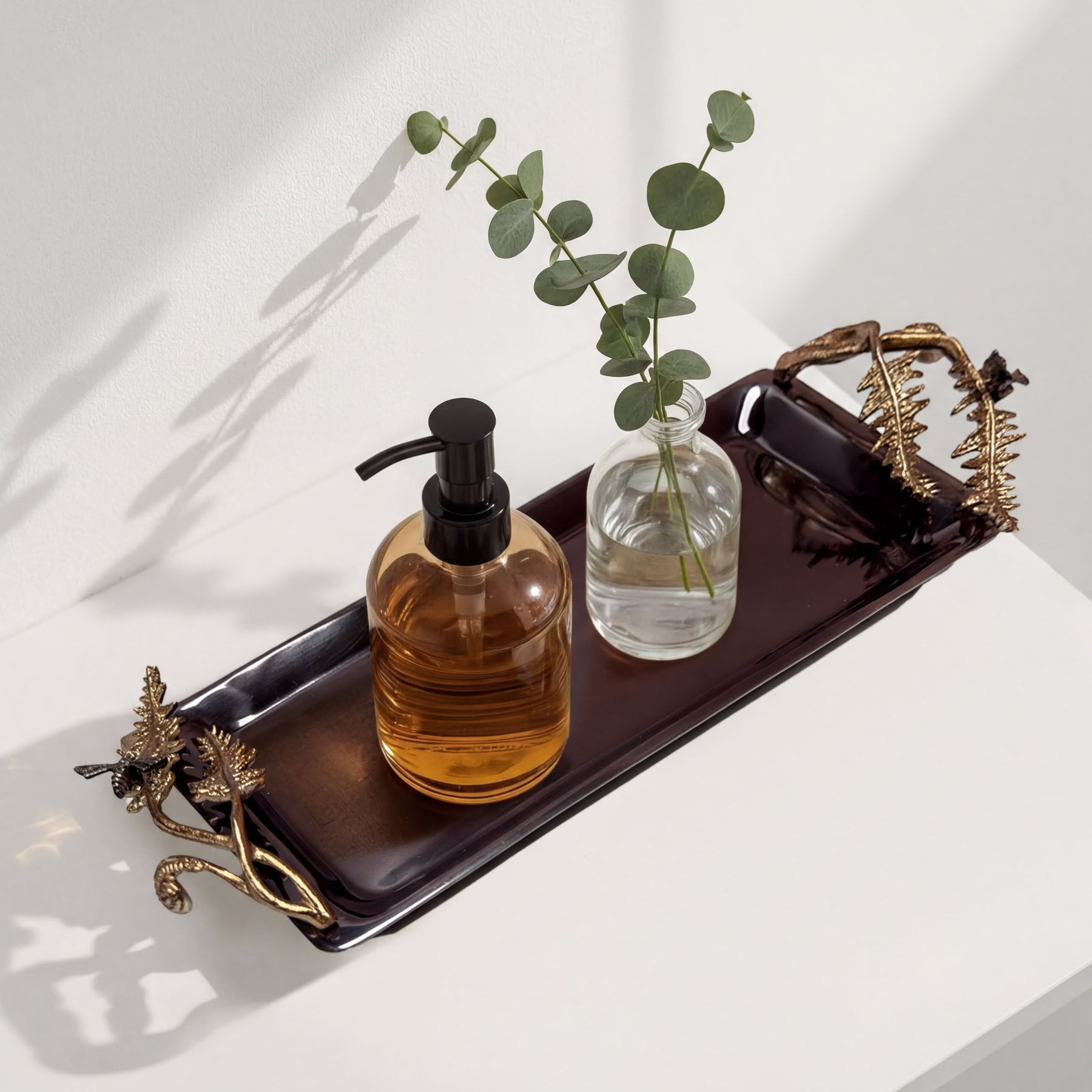 Elegant bath décor vanity tray from The Fern Collection by 719002, featuring a natural fern-inspired design.